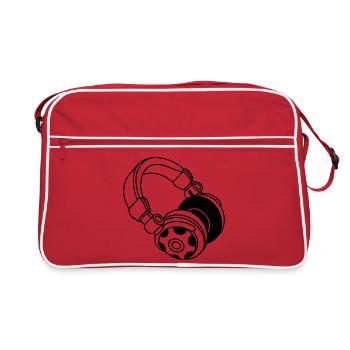 Headphone Silhouette: DJ & Music Vibes - Retro Bag - red/white - Front