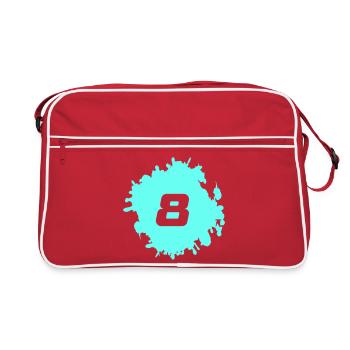 Neon Acht Splatter Design - Retro Tasche - Rot/Weiß - Vorne