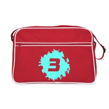 3 Neon Farbklecks Logo - Retro Tasche - Rot/Weiß - Vorne