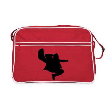 B-Boy Silhouette – Breakdance Jump Kick - Retro Bag - red/white - Front