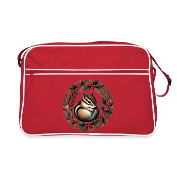 Stechpalmenkranz Eichhörnchen Charm - Retro Tasche - Rot/Weiß - Vorne