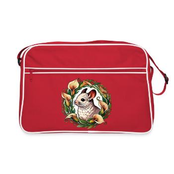 Chinchilla en cercle floral - Sac Retro - rouge/blanc - Devant