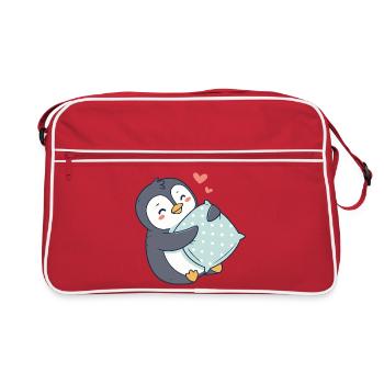 Cuddly Penguin and Polka Dot Pillow - Retro Bag - red/white - Front
