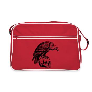 Vautour assis sur le crâne. - Sac Retro - rouge/blanc - Devant