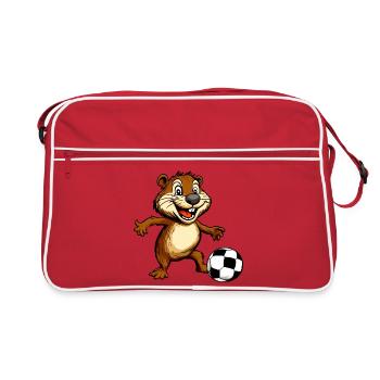 Biber Fussball - Retro Tasche - Rot/Weiß - Vorne