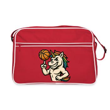 Basketball Unicorn Rainbow Spin - Retro Bag - red/white - Front