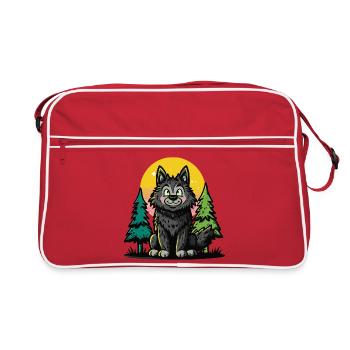 Wood wolf in the circle of the sun - Retro Bag - red/white - Front
