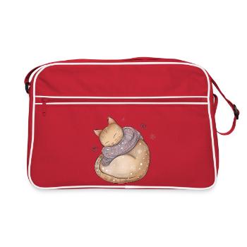 Christmas cat shirt Cozy Sleepy Cat Winter - Retro Bag - red/white - Front