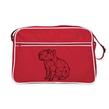 Capybara Géométrique Origami Moderne Animal Noir - Sac Retro - rouge/blanc - Devant