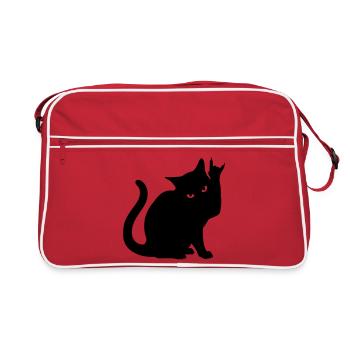 Chat Noir – Silhouette de cornes de diable - Sac Retro - rouge/blanc - Devant
