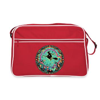 Motif psychédélique du vol des sorcières de la Forêt Sauvage - Sac Retro - rouge/blanc - Devant