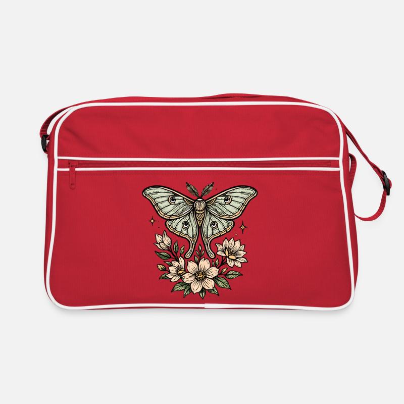 Papillon de nuit avec bouquet de fleurs Sac Retro