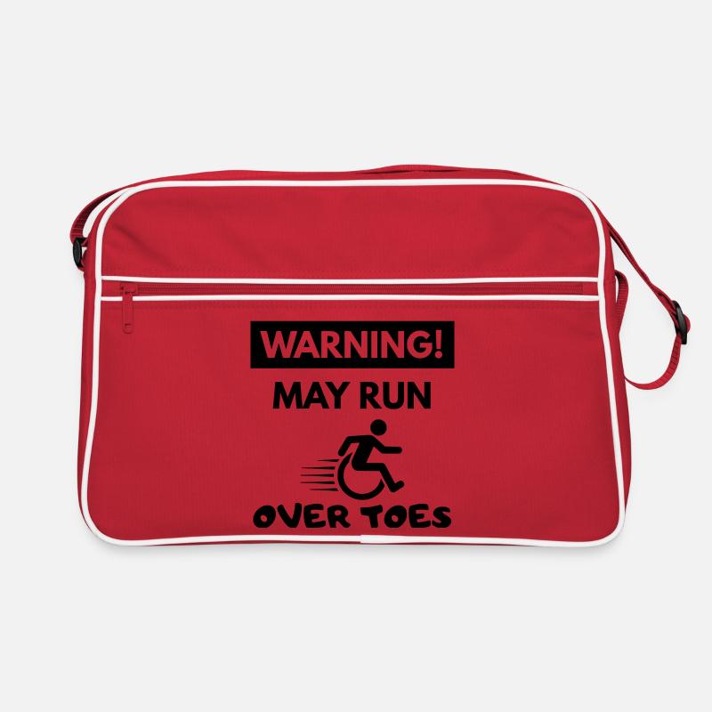 Attention ! Un utilisateur de fauteuil roule sur les orteils # Sac Retro