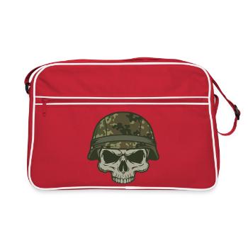 Camouflage de crâne Casque Camouflage Motif vert olive - Sac Retro - rouge/blanc - Devant