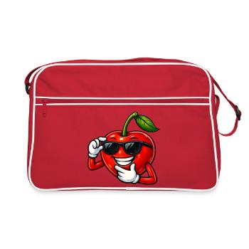 Dessin dessiné de bande dessinée Cherry Cartoon Fruit Design - Sac Retro - rouge/blanc - Devant