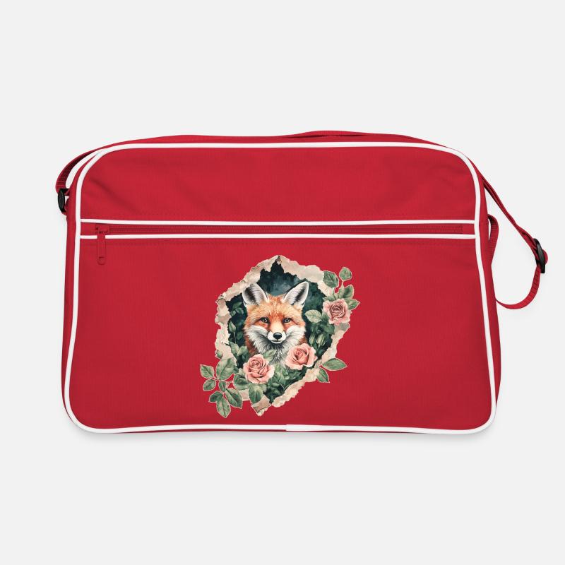 Fuchs mit Rosen Vintage Retro Tasche