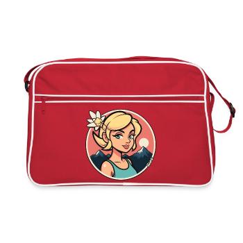 Sonnenbeschienene Bergjungfrau - Retro Tasche - Rot/Weiß - Vorne