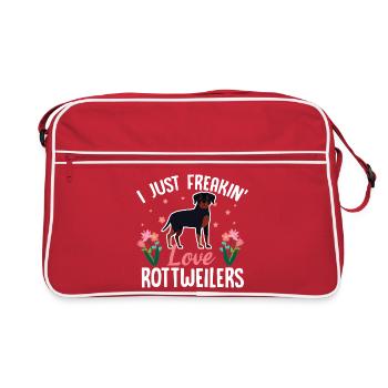 Ich liebe Rottweiler einfach - Retro Tasche - Rot/Weiß - Vorne