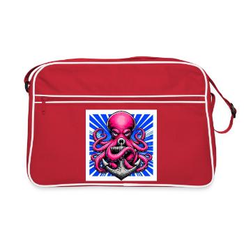 Un Poulpe embrasse une Ancre - Sac Retro - rouge/blanc - Devant