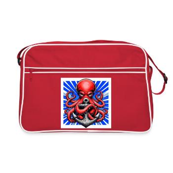 Un Poulpe embrasse une Ancre - Sac Retro - rouge/blanc - Devant