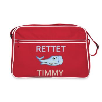 Rettet Timmy den Wal bucht poel - Retro Tasche - Rot/Weiß - Vorne