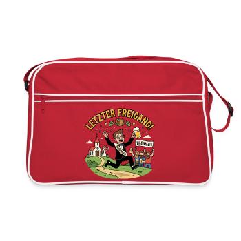 Letzte Ausfahrt JGA Endbaustelle Ehe - Retro Tasche - Rot/Weiß - Vorne