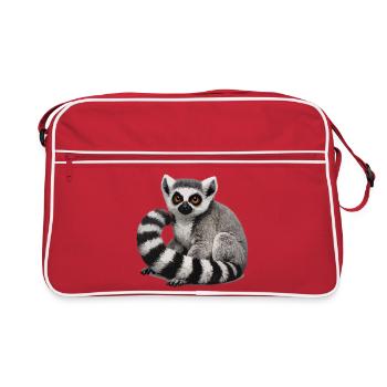 Illustration du lémurien à queue annelée - Sac Retro - rouge/blanc - Devant