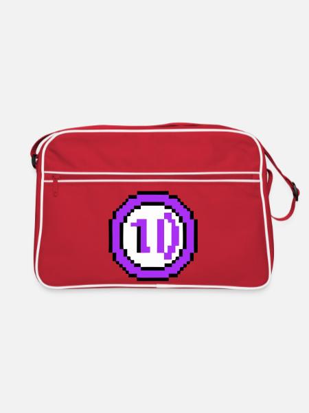 Arcade Münze 10 Jahre Jubiläum - Retro Tasche - Rot/Weiß - Vorne