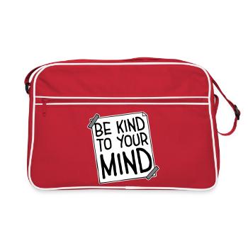 Soyez gentil avec votre esprit Logo drôle de santé mentale - Sac Retro - rouge/blanc - Devant