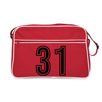31 Zahl symbol - Retro Tasche - Rot/Weiß - Vorne