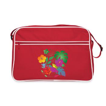 Conception des fleurs et feuilles tropicales - Sac Retro - rouge/blanc - Devant