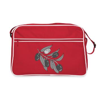 Rameaux d’olivier en niveaux de gris - Sac Retro - rouge/blanc - Devant