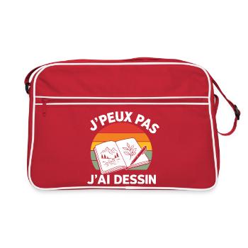 Je Peux Pas J'ai Dessin Citation Retro Sunset - Sac Retro - rouge/blanc - Devant