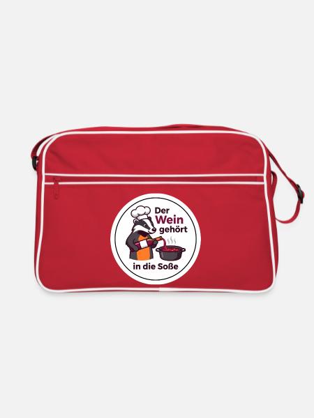 Bester Soßen-Koch Dachs Gourmet T-Shirt - Retro Tasche - Rot/Weiß