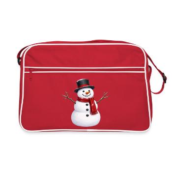 Schneemann - Retro Tasche - Rot/Weiß - Vorne