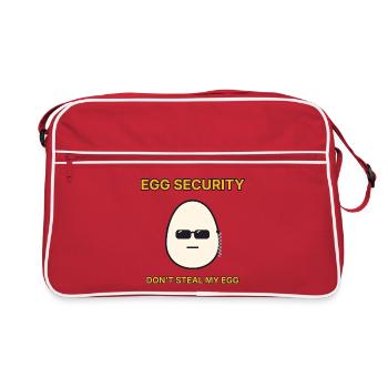 Egg Security – Ei Bodyguard lustiger Spruch - Retro Tasche - Rot/Weiß - Vorne