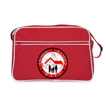Rocket-Familie über dem Haus - Retro Tasche - Rot/Weiß - Vorne