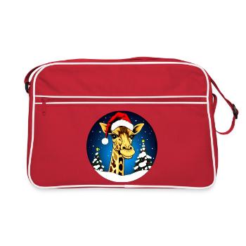 Giraffen Weihnachten - Retro Tasche - Rot/Weiß - Vorne