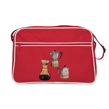 3x Kaffekannen Kaffee Elexier des Lebens - Retro Tasche - Rot/Weiß - Vorne