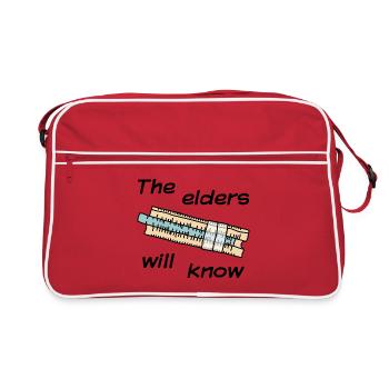 Règle à calcul - Les anciens le sauront - sombre - Sac Retro - rouge/blanc - Devant