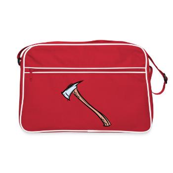 Dessin de hache / hache de pompier. Pompier. - Sac Retro - rouge/blanc - Devant