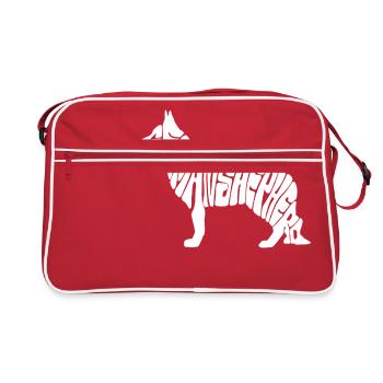 Schäferhund / Sheppard / Hund Logo / Polizeihund - Retro Tasche - Rot/Weiß - Vorne