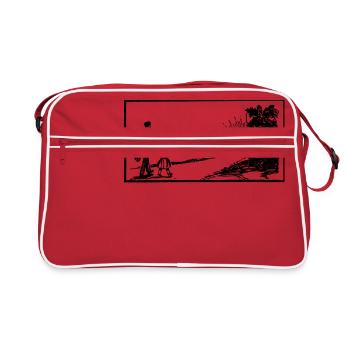 Vater und Tochter mit Sonnenuntergang Geschenkidee - Retro Tasche - Rot/Weiß - Vorne