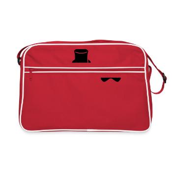 Gentleman mustache monocle beard cylinder glasses - Retro Bag - red/white - Front