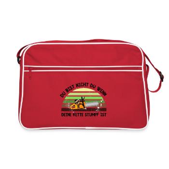 Du bist nicht du ....Kette stumpf - Retro Tasche - Rot/Weiß - Vorne
