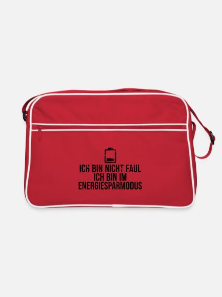 Energiesparmodus An Shirt | Lustiges Geschenk - Retro Tasche - Rot/Weiß - Vorne