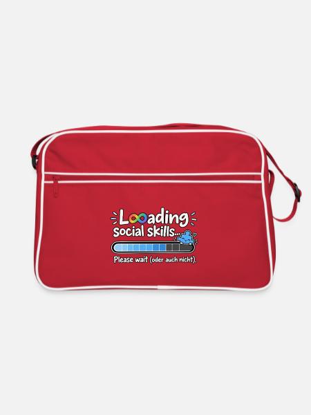 Laden Social Skills – Bitte warten - Retro Tasche - Rot/Weiß