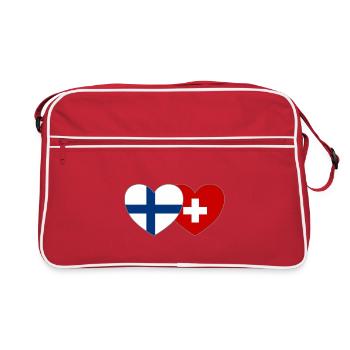 Finlande Suisse Flag Heart - Sac Retro - rouge/blanc - Devant