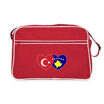 Turquie Kosovo Drapeau Coeur Uni - Sac Retro - rouge/blanc - Devant