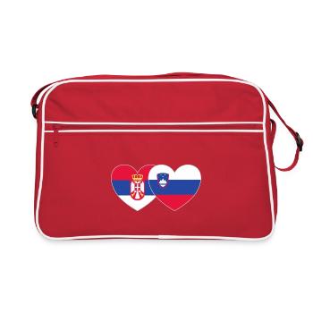 Serbia Slovenia Flag Heart - Retro Bag - red/white - Front